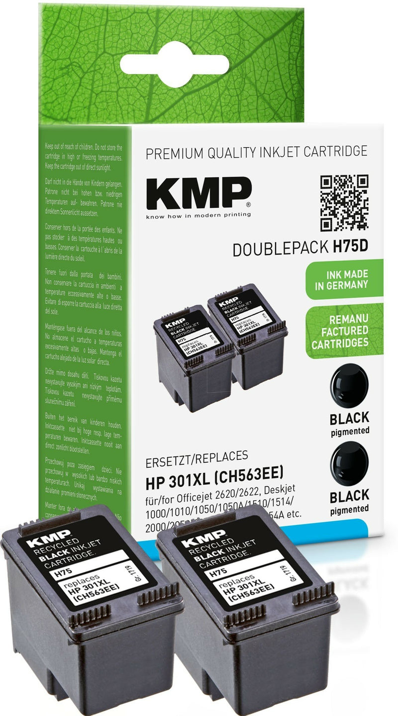 Kmp Cartridge HP301XL Doublepack 2X480 Páginas Black Compatible