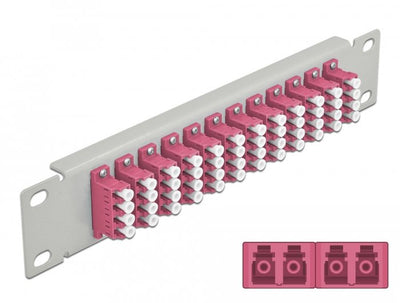 Delock 66800 Panel Connection Fibre Optic 10 12 Ports Lc Quad Violet 1U Grey — image 1