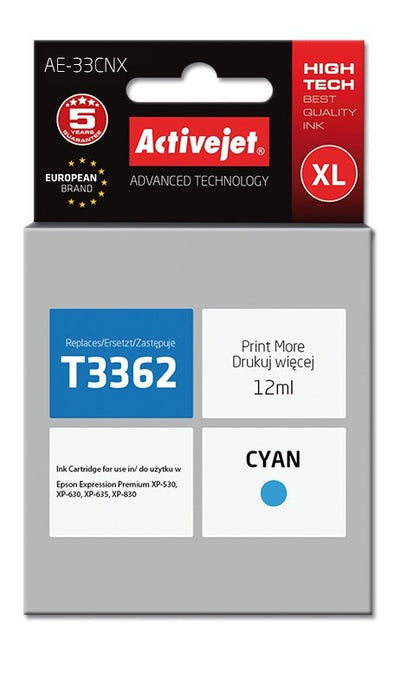 Activejet Ink AE-33CNX (reemplazo Epson 33XL T3362 - Supreme - 12ML - Cyan — image 1