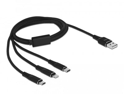Delock USB Cable 3 In 1 Lightning™ / Micro USB / USB Type-c 1M Black — image 1
