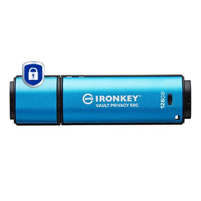 Kingston Unit Flash USB Ironkey Vault Privacy 50 128GB Blue Claro/Black USB-C 3.2 Gen 1) — image 1