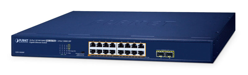 Planet GSW-1820HP Switch No Administrado Gigabit Ethernet (10/100/1000) Energía Sobre Ethernet (PoE) 1U Blue