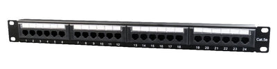 Gembird 19'' Patch Panel 24 Port 1U CAT.5E With Rear Cable Management, Black — image 1