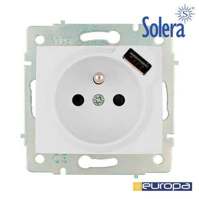 Solera Base Bipolar With T/Tl 16A 250V With USB With Obturador S.europa ERP60FUSB — image 1