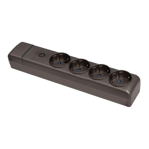Base Múltiple 4 Sockets 2P + T Schuko, 16A 250V~.GRAFITO, With Switch Luminoso — image 1