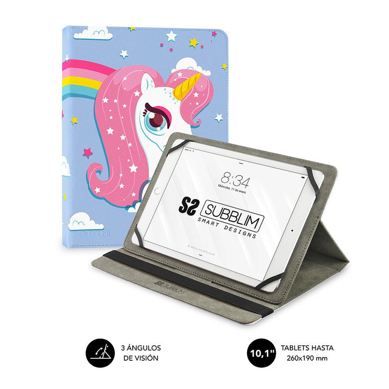 Subblim Case Universal Trendy Case Unicorn Tablet Up To 10.1'/25.6CM Stand 3 Ángulos Visión Fijaciones Silicon