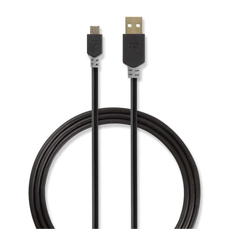 Nedis USB Cable USB 2.0 USB-A Connector Male USB Micro-b Connector Male 480Mbps Chapado Oro 1.00M Round Pvc An