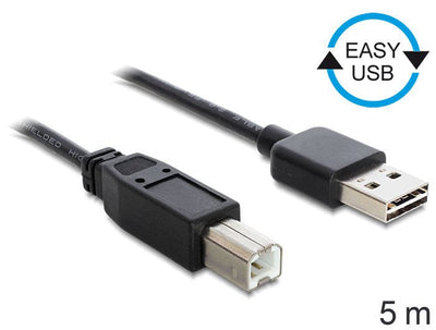 Delock 85553 USB Cable 2.0 - Type B Printer 5M Black — image 1