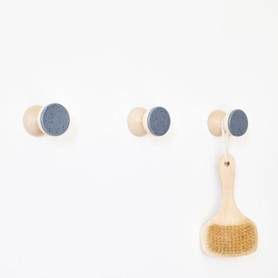 Beech Wood & Ceramic Wall Hook / Knob - Blue Black Specks