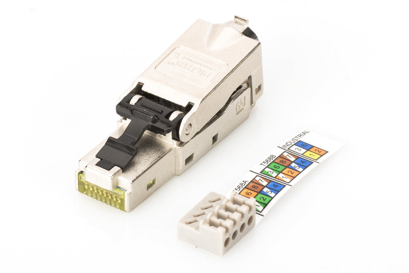 Digitus Shielded RJ45 Connector For Field Assembly Awg 22-27 10 Gbit Ethernet PoE + Dust Cap Bend Relief