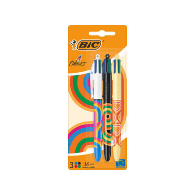 Bic 4 Colours Decors Pack 3 Pens Bola Retractable - Punta Media 1.0MM - Ink With Base Oil - 4 — image 1