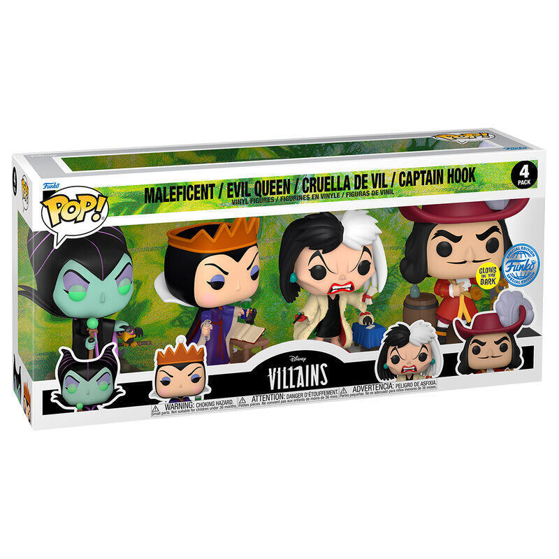 Blíster 4 Figuras Pop Disney Villains