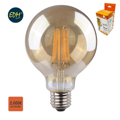 EDM Bulb Globo With Filamento Led. Glass Vintage E27 8W 720LM 2000K Light Calida Ø9,5X14CM — image 1