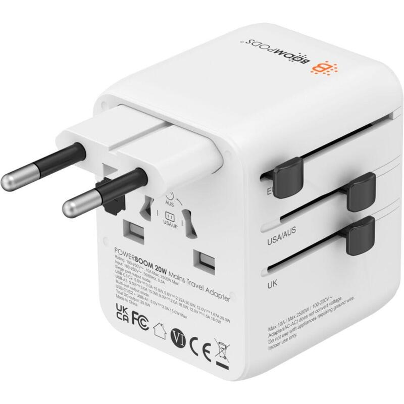 Boompods World Travel Plug 20W White