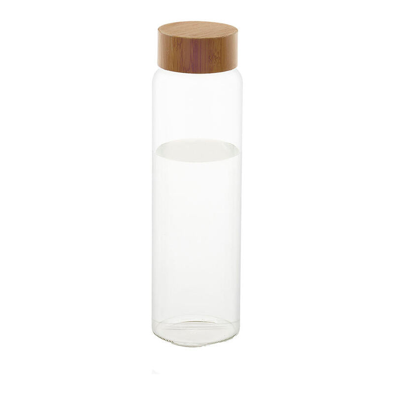 Andrea House Bottle Glass With Cover Bambú Ø8X26,5CM 1L MS70099