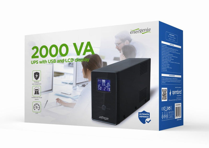 UPS Gembird With USB And Display LCD 2000VA Black