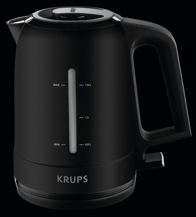 Krups Tetera BW2448 Eléctrica 1,6 L Black Kettle Water Black 1,6 L, Black Plastic Indicador Level Water Filtra