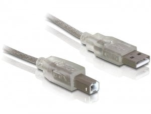 Delock USB Cable 2.0 Typ-a Male USB 2.0 Typ-b Male 0,5M Transparent — image 1
