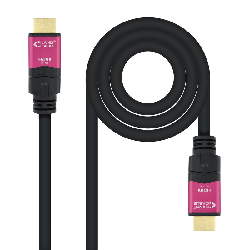 Nanocable HDMI Cable V2.0 Male With Repetidor a HDMI V2.0 Male 20M - 4K@60HZ 18Gbps - High Speed - Black/Pink