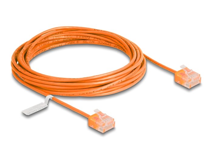 Delock RJ45 Network Cable CAT.6 UTP Ultra Slim 5M Orange With Kurzen Machon
