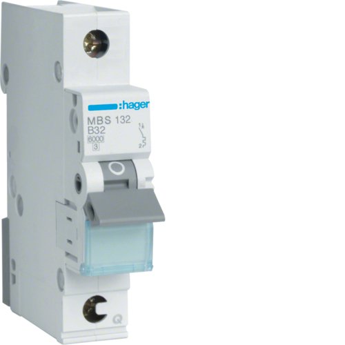Hager Switch Magnetotérmico MBS132 1POLOS 6KA B-32A Quickconnect 1M