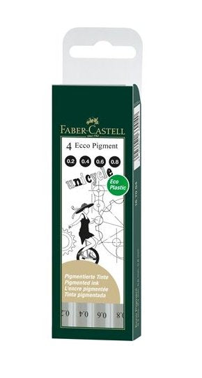 Faber Castell Markers Calibrados Ecco Pigment 0,2-0,4-0,6-0,8MM Case 4 Black — image 1
