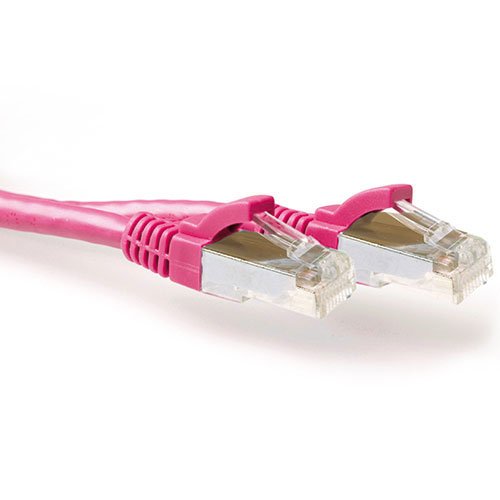 Pink 10.00 Meter SFTP CAT.6A Patch Cable Snagless With RJ45 Connectors