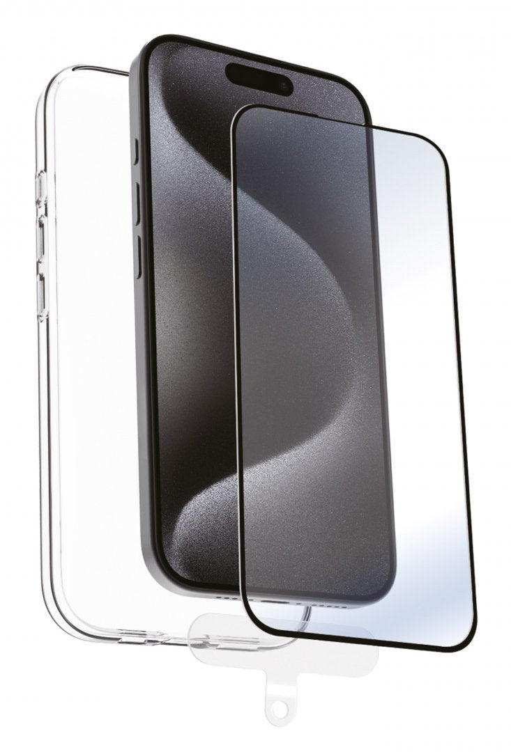 Muvit Case Recycletek Apple Iphone 16 Transparent + Protector Glass Tempered Frame Black