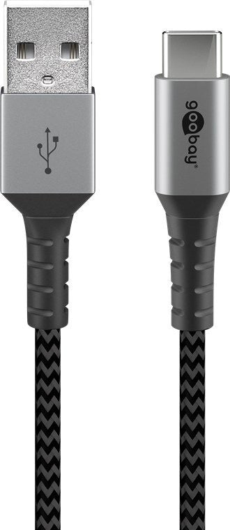 Goobay 49297 USB Cable 2M USB 2.0 USB C USB a Black Grey — image 1