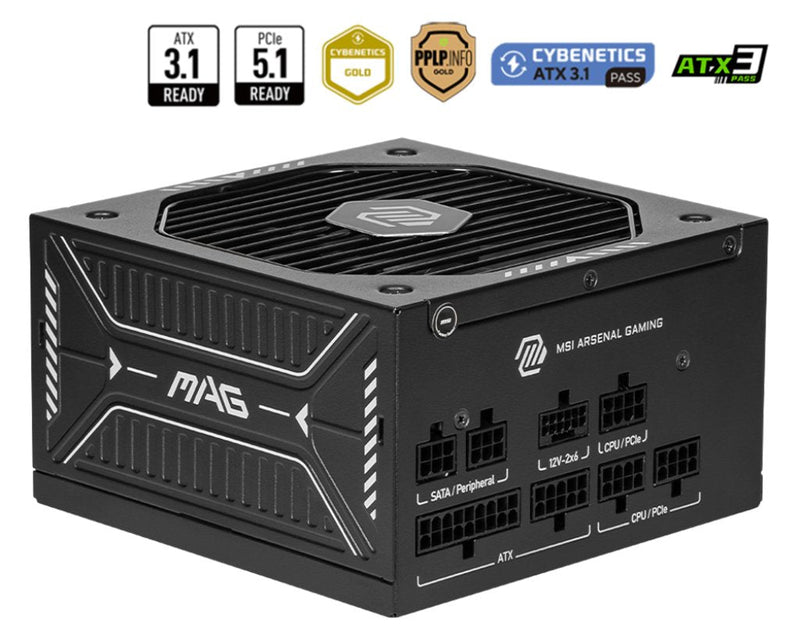 MSI Power Supply Power Power Supply Mag A750GLS PCIE5 750WATT