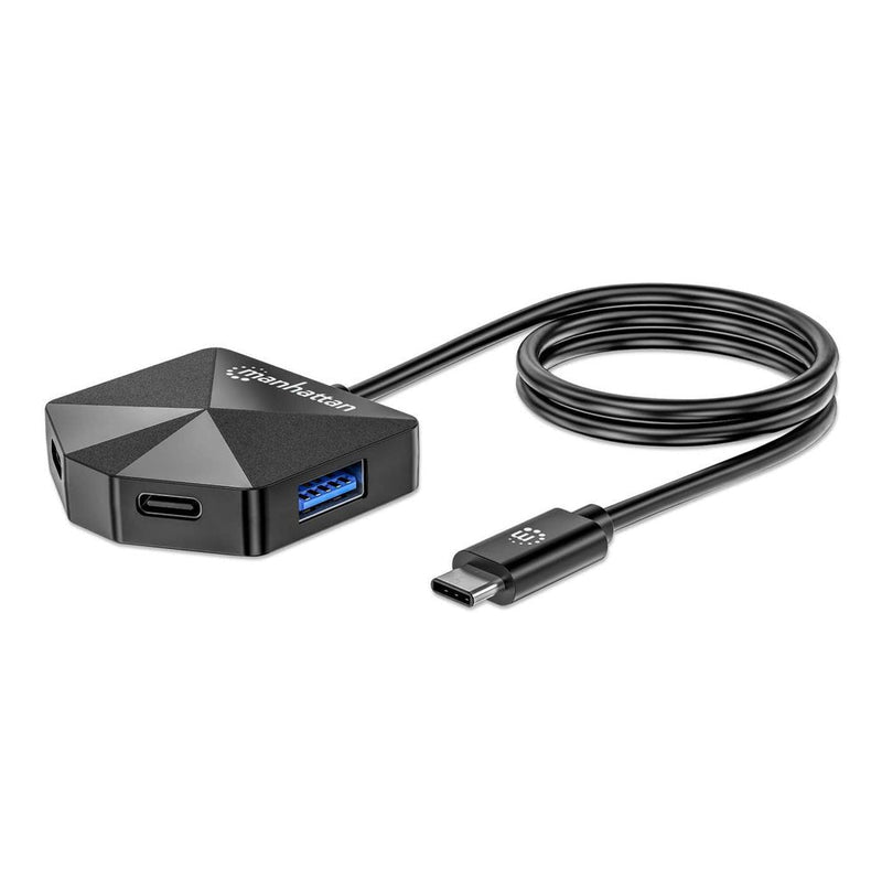 Manhattan 4-PORT USB Hub USB-C Connector Male 2x USB-C 2x USB-A Port