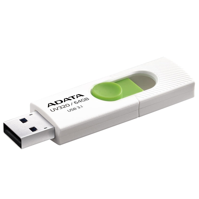 ADATA USB Flash Drive Flash Drive UV320, 64GB, USB 3.0, White And Green