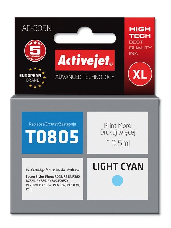 Activejet Ink AE-805N (reemplazo Epson T0805 - Supreme - 13,5ML - Cyan Claro)