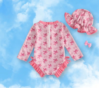 Children's Swimsuit Girls' Cute Long Sleeve One-piece Swimsuit