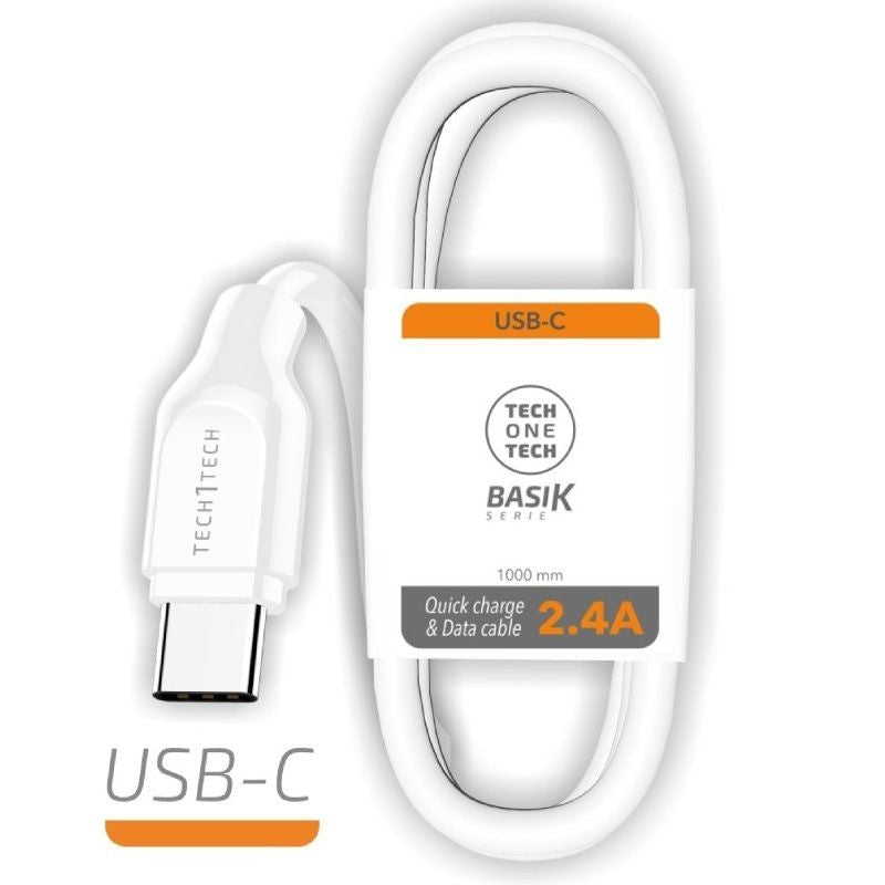 Tech One Tech USB Cable Type-c TEC2903 USB Type-c Male USB Male 1M White