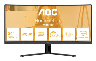 AOC Monitor Basic-line CU34B3E B3 Series LED Curvado 34 3440 X 1440 Wqhd @ 120 HZ VA 300 Cd/M² 3500:1 HDR10 1  — image 1
