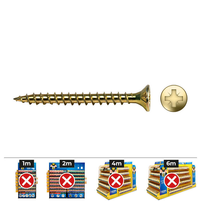Box 1000 Unid. Screw Wood Vlox Rosca Complete Avellanado Impronta Pz Ø3,5X30 Mm Bicromatado