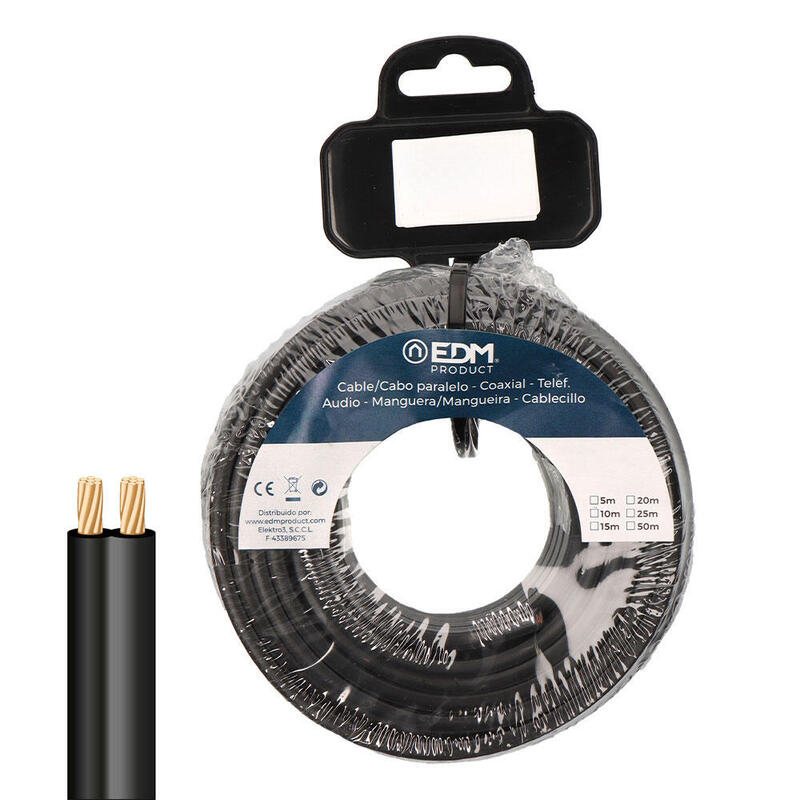 Film Roll Cable Paralelo 2X0,75MM Black 15M