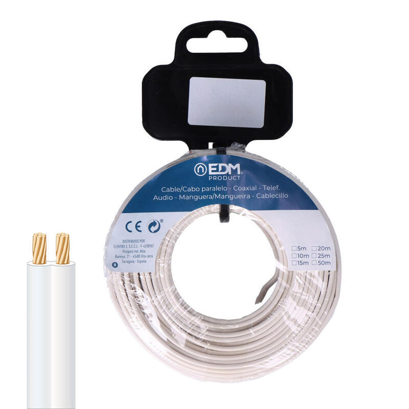 Film Roll Cable Paralelo 2X1MM White 50M (audio)