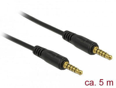 Delock Cable Connector Stereo 3,5MM 5 Pines, Male a Male 5M Black — image 1