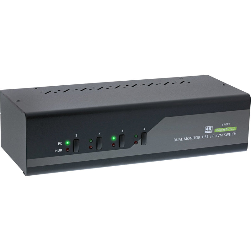 Inline Switch KVM , 4 Ports Monitor Double DisplayPort 1.2, 4K, USB 3.0, Audio