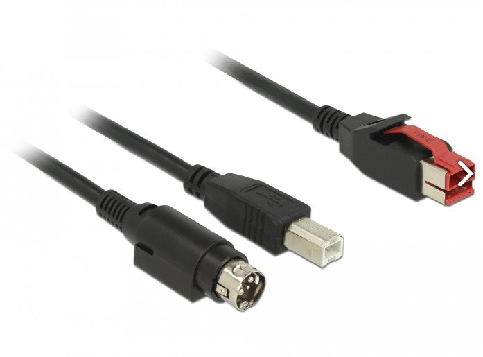 Delock Poweredusb Cable Connector Male 24V USB Type B Connector Male + Hosiden Mini-din 3 Pin Connector Male 1