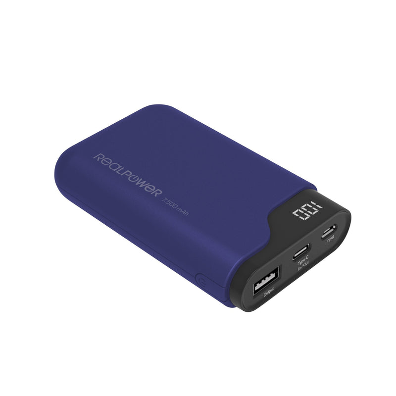 Realpower Battery External PB-7500C Blue Noche, USB C