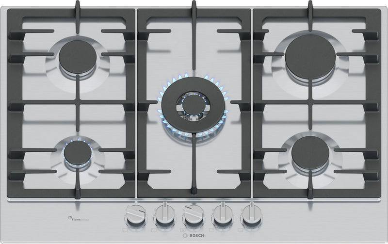 Bosch Serie 6 PCQ7A5I90 Hobs Acero Inoxidable Integrado 75CM Encimera Gas 5 Zona(s)