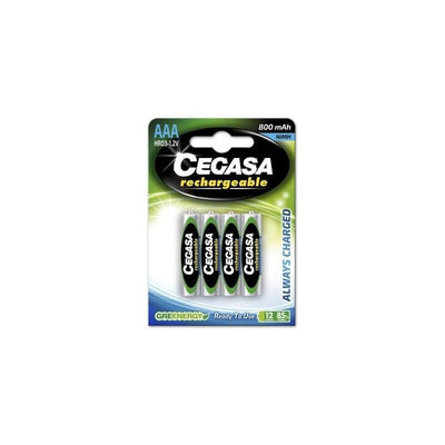 Cegasa Rechargeable Pack 4 Batteries Recargables Aaa HR03 800MAH - Tecnologia Rtu — image 1