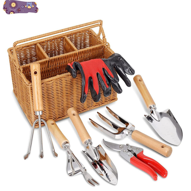 Hand Tools Pruning Scissors Gloves With Wooden Handle Stainless Steel Hoe Shovel Gardening Tools