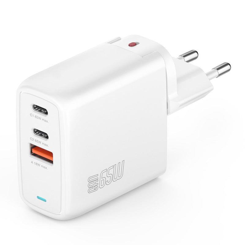 4SMARTS Charger Wall GaN Flex 65W 2 USB-C + 1 USB-A White