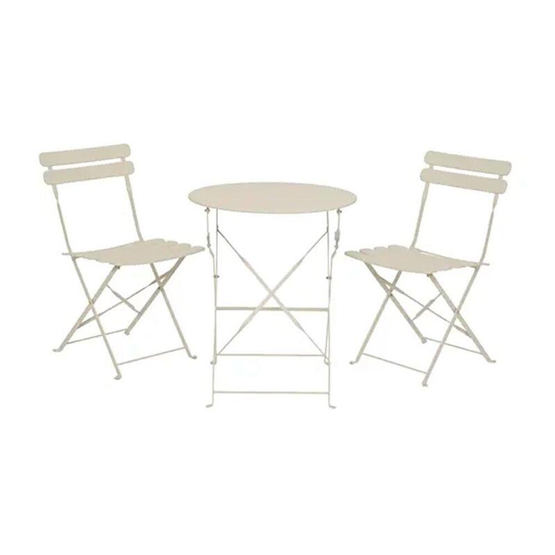 Set Desk And 2 Chairs Helsingborg, Plegables, Steel White