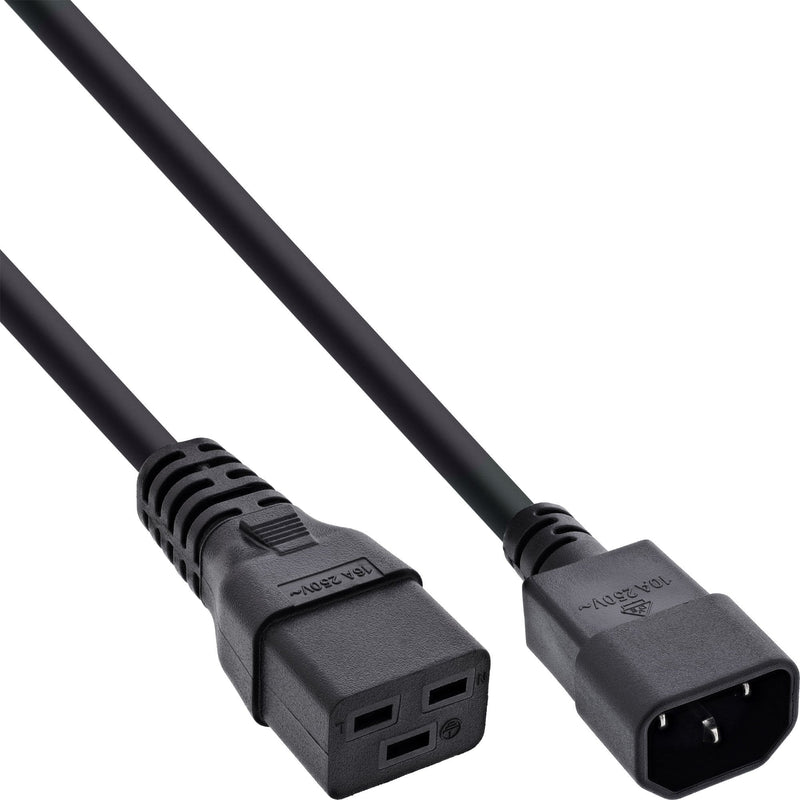 Inline Power Adapter , IEC-60320 C14 a C19, 3X1,5MM², Max. 10A, Black 1M