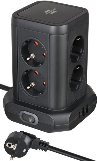 Brennenstuhl Tower Plug 8VÍAS, 2x Usb-a, 1x Usb-c, Power Strip Black Cable 2 Metres With Switch Security 1153 — image 1